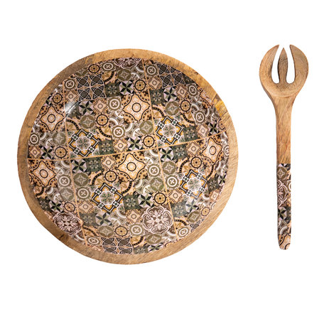Clayre & Eef | Decoratie schaal Bruin, Grijs ø 30*7 cm | 6H2165
