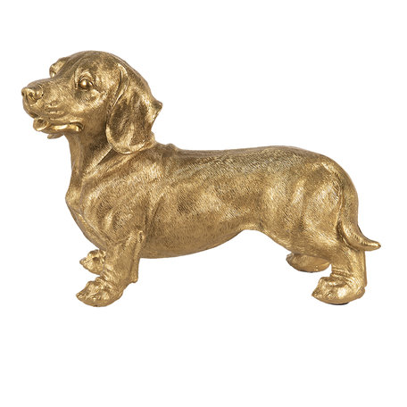 Clayre & Eef | Decoratie Beeld Hond Hond,Teckel Goudkleurig 32*14*23 cm | 6PR3517