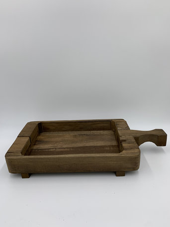 Decoratie plateau dienblad hout met handvat bruin 46 x 22 cm | 65521 | Home Sweet Home | Stoer & Sober Woonstijl