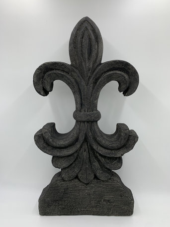 Ornament Franse lelie op voet groot grijs stone antraciet 60 x 30 x  6,5 cm | 65524 | Home Sweet Home | Stoer & Sober Woonstijl