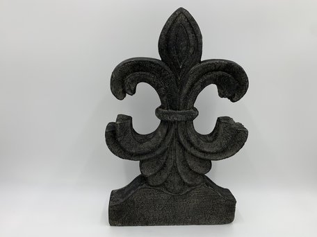 Ornament Franse lelie op voet klein grijs stone antraciet 39,5 x 25 x 5 cm | 65525 | Home Sweet Home | Stoer & Sober Woonstijl