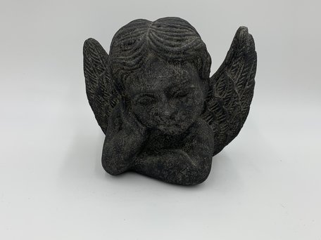 Decoratie beeld engel steen grijs stone antraciet 14,5 x 19 cm | 65526 | Home Sweet Home | Stoer & Sober Woonstijl