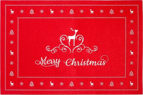 Clayre & Eef | Placemat Vilt Merry christmas  | 45*30 cm | Rood | 100% Katoen | FE040.024