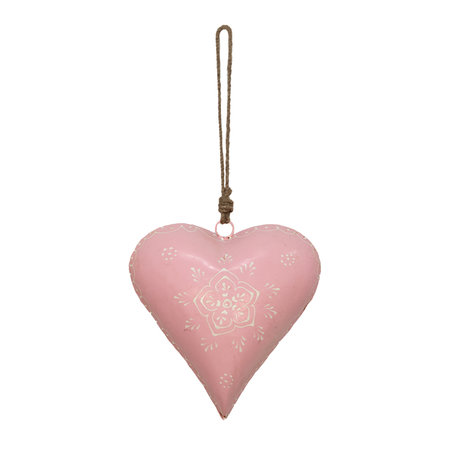 Clayre & Eef | Decoratie hanger Hart Roze 20*6*20 cm | 6Y4814L