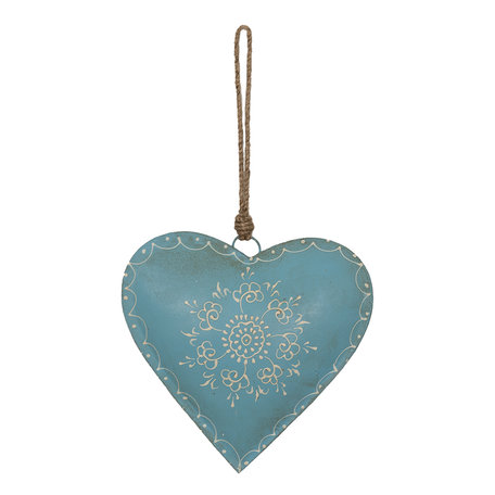 Clayre & Eef | Decoratie hanger Hart Blauw 20x1x20 cm | 6Y4815L