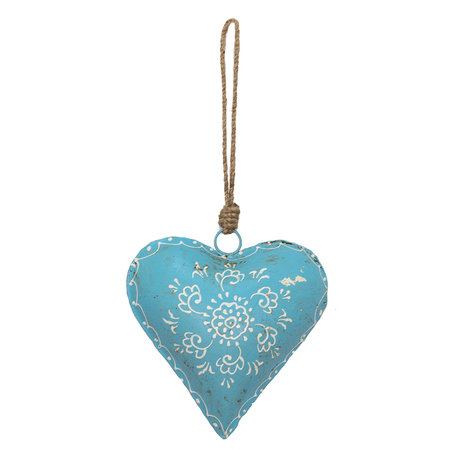 Clayre & Eef | Decoratie hanger Hart Blauw 15*4*15 cm | 6Y4816L