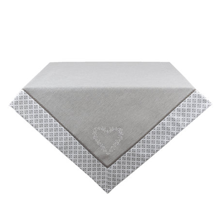 Clayre & Eef | Vierkant Tafelkleed Grijs, Wit 100x100 cm | LYH01