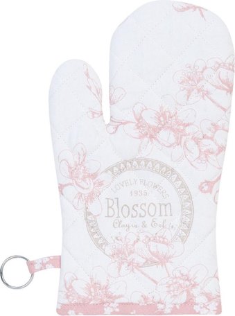 Clayre & Eef | Ovenwant Roze Wit bloemen blossom 17*33 cm | LBF44