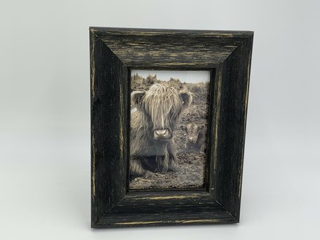 Fotolijst antiek zwart Schotse Hooglander maat M 21,5 x 17 cm | 121266 | Home Sweet Home | Stoer & Sober Landelijke Woonstijl