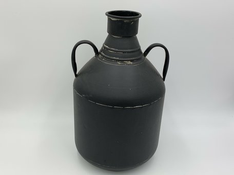 Decoratie vaas pot ijzer met 2 handvatten antiek zwart 36x20cm | 59044 | Home Sweet Home | Stoer & Sober Woonstijl