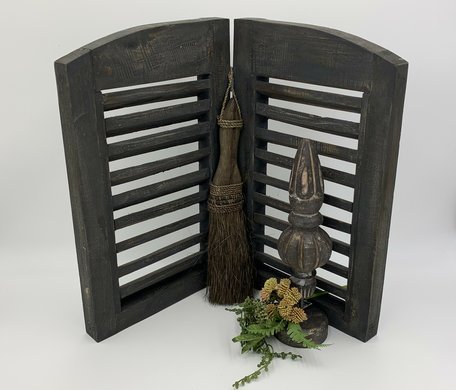 2 luik louvre shutters antiek zwart 40 x 25 cm | 65563 | Home Sweet Home | Stoer & Sober Woonstijl
