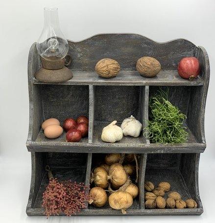 Gruttersbak stoer robuust geleefd hout 6 vakken stone grey bruin 50 x 45 cm keuken | 65569 | Home Sweet Home | Landelijke Woonstijl