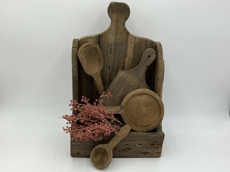 6-delige set houten bak decoratie kookgerei kunsttak 40 x 25,5 cm | 65570 | Home Sweet Home | Landelijke Woonstijl