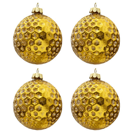 Clayre & Eef | Kerstballen Set van 4 Goudkleurig ø 8 cm | 6GL3284