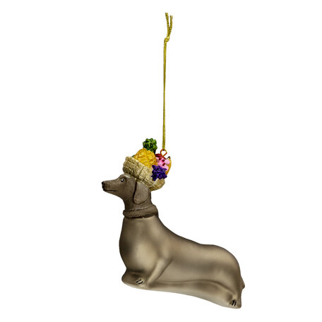 Clayre & Eef | Decoratie Hanger Hond Grijs 11x4x10 cm | 6GL3314