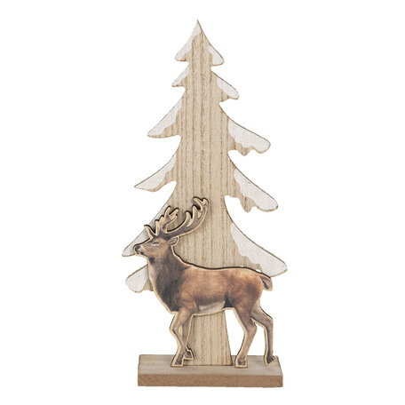 Clayre & Eef | Kerstdecoratie Beeld Hert Bruin 11x5x24 cm | 6H1886