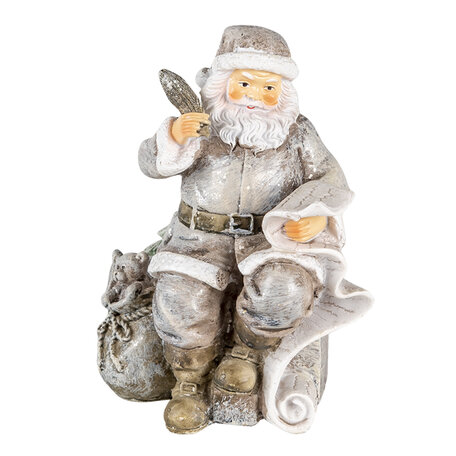 Clayre & Eef | Kerstdecoratie Beeld Kerstman Grijs 10*7*13 cm | 6PR4726