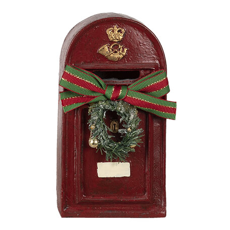 Clayre & Eef | Kerstdecoratie Beeld Brievenbus Rood 8*6*15 cm | 6PR4748