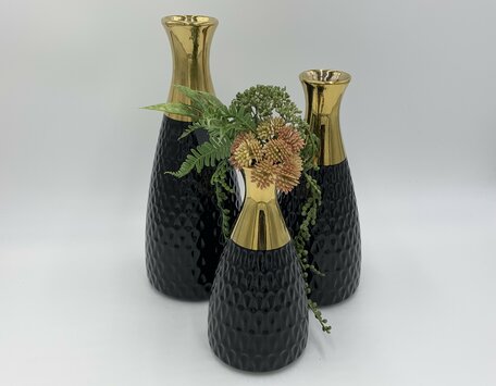Vaas zwart goud Lillian S aardewerk 20 x 10 cm | 020319 | Home Sweet Home | Stoer & Sober Woonstijl
