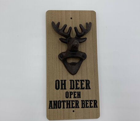 Flessenopener op hout rendier Oh deer open another beer  | 082168 | Home Sweet Home