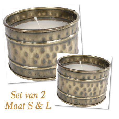 Set van 2 kaarsen maat S & L Kaars Ronald L oud messing beker metaal | 091165-4 | Gifts Amsterdam | Stoer & Sober Woonstijl
