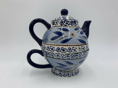 Lavandoux | Tea for One Wit, Blauw Ø 13 x H19 cm  / 500 ml | Serie World Blue | LVDTEFO