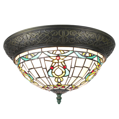 Clayre & Eef | Plafondlamp Tiffany Beige ø 38x20 cm E14/max 2x25W | 5LL-6258