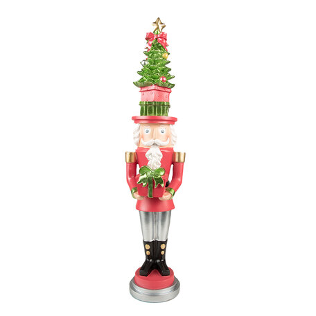 Clayre & Eef | Kerstdecoratie Beeld Notenkraker Rood, Groen 12x11x51 cm | 6PR3795