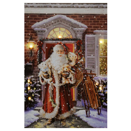 Canvas doek kerst led verlichting wandkader kerstman 40 x 60 cm | A165392 | Dekoratief