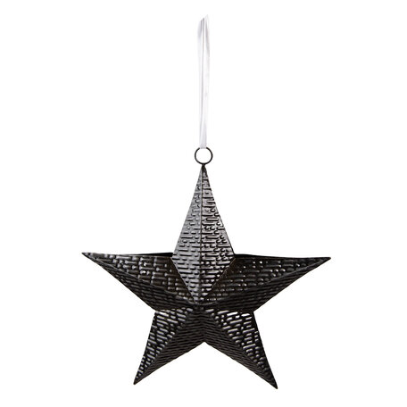 Clayre & Eef | Decoratie hanger ster Zwart 25x6x27 cm | 6Y5393