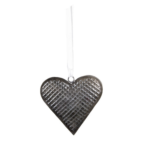 Clayre & Eef | Decoratie hanger hart Grijs 17x3x16 cm | 6Y5387L