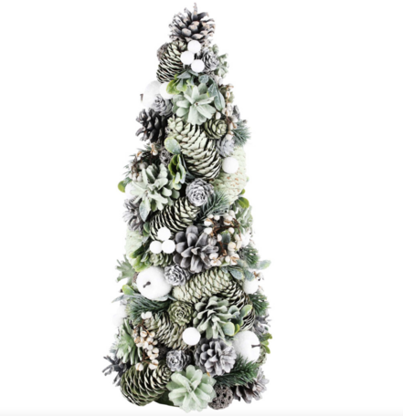 Kerststuk decoratie boom kegel groen appeltjes dennenappels 43 cm | A225221 | Dekoratief