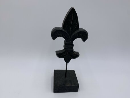 Franse lelie op voet maat S vintage zwart bruin hout 23,5 x 7,5 cm | 121557 | Home Sweet Home | Stoer & Sober Woonstijl