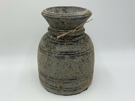 Nepalese decoratieve pot maat L earth black vintage zwart bruin 23 x 18 cm aardewerk | 42052 | Home Sweet Home | Stoer & Sober Woonstijl
