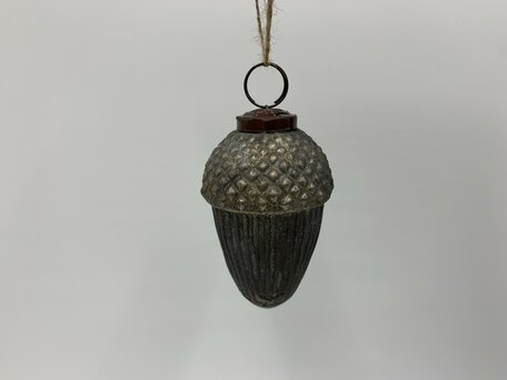 Decoratie hanger eikel Xmas ornament grijs bruin9 x 7 cm kerstbal | 121407 | Home Sweet Home | Stoer & Sober Woonstijl