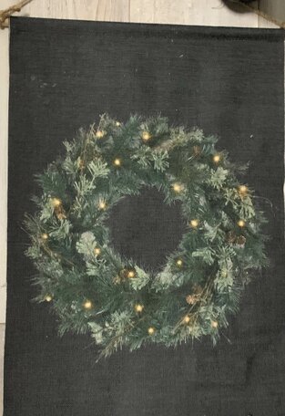 Wanddoek kerstkrans led verlichting maat S 45 x 60 cm wandkleed | 121316 | Home Sweet Home | Stoer & Sober