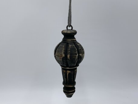 Pinakel ornament aan hanger / touw klos vintage grijs bruin klein 16 x 7 cm hout | 655998 | Home Sweet Home | Stoer & Sober Woonstijl