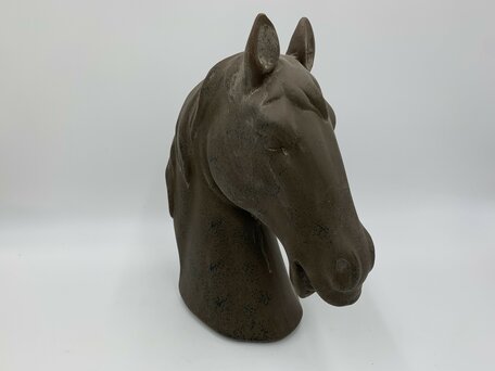 Beeld ornament paard groot bruin keramiek 29 x 24 cm  paardenhoofd | 774992 | Stoer & Sober Woonstijl