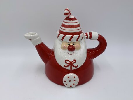 Theepot Kerstman rood wit 22,6 x 16 x 18 cm porselein | 251800 | Home Sweet Home