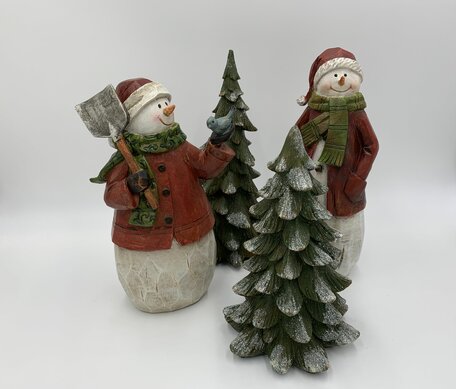 Kerstboom hout groen bruin glitter sneeuw decoratie beeld 30 cm | US180380-9 | Home Sweet Home