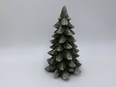Kerstboom hout groen bruin glitter sneeuw decoratie beeld 25 cm | US105022-3 | Home Sweet Home