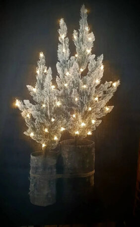 Wanddoek 2 kerstboompjes led verlichting maat L 65 x 105 cm Wanddoek wandkleed | 121319 | Home Sweet Home
