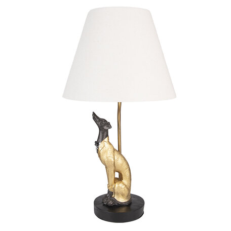 Clayre & Eef | Tafellamp Hond Goudkleurig, Beige ø 30x56 cm E27/max 1x60W | 5LMC0020