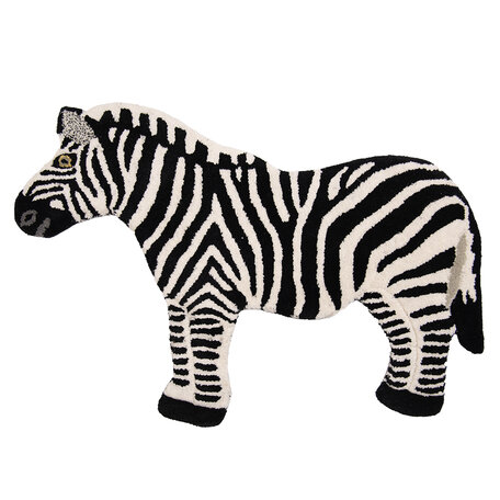 Clayre & Eef | Vloerkleed Zebra Zwart, Wit 60x90x2 cm | FOR0008