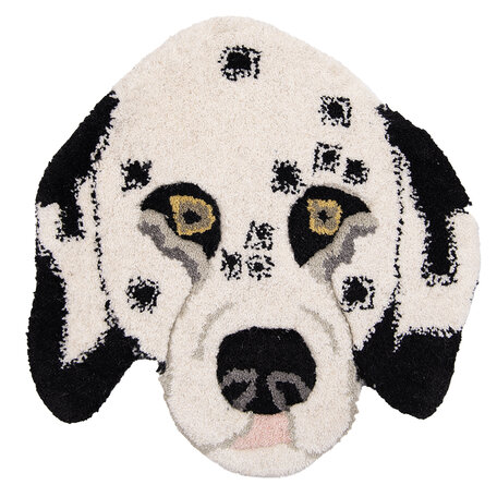 Clayre & Eef | Voetenkleed Hond Wit, Zwart 35x35x2 cm | FOR0022