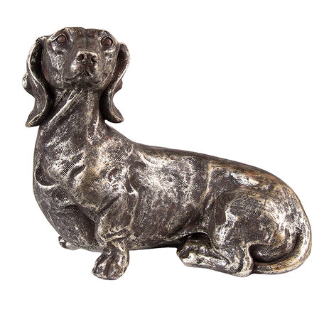 Clayre & Eef | Decoratie beeld Hond Zilverkleurig 27x15x23 cm | 6PR3645