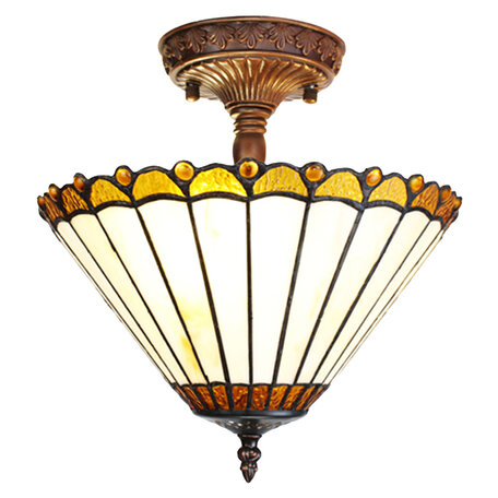 Clayre & Eef | Plafondlamp Tiffany ø 29x30 cm E14/max 2x25W | 5LL-6281