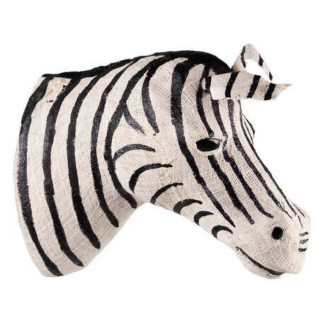 Clayre & Eef | Wanddecoratie Zebra Zwart, Wit 10x20x18 cm | 65183S