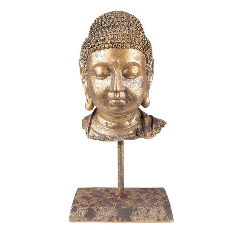Clayre & Eef | Decoratie Beeld Boeddha Goudkleurig 13x9x25 cm | 6PR3619