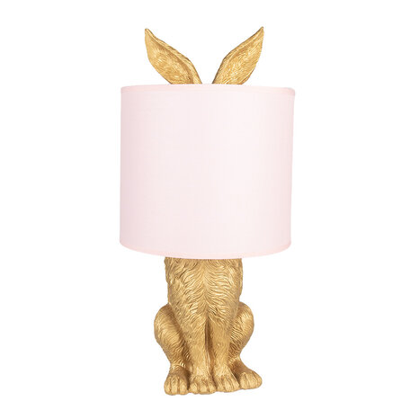Clayre & Eef | Tafellamp Konijn Goudkleurig, Roze ø 20x43 cm E27/max 1x60W | 6LMC0013GOP
